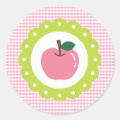 Girly Pink Apple Ronde Sticker (Voorkant)