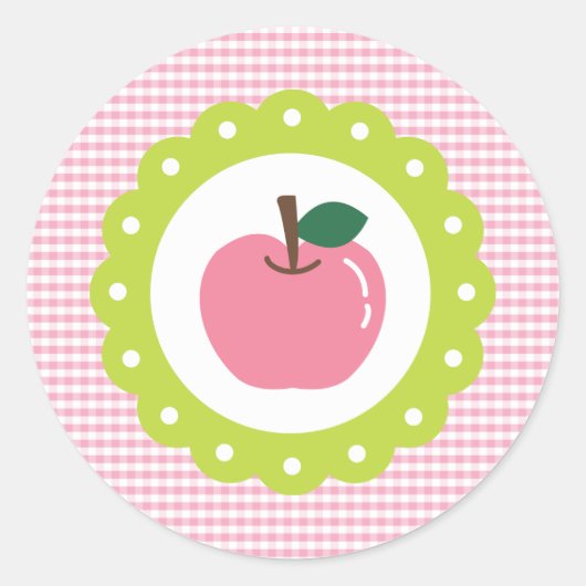 Girly Pink Apple Ronde Sticker (Voorkant)