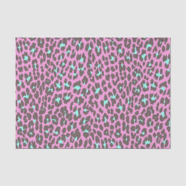 Girly Pink Aqua Black Leopard Animal Print Patroon Tissuepapier