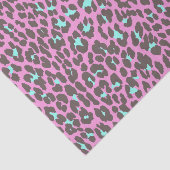 Girly Pink Aqua Black Leopard Animal Print Patroon Tissuepapier (Detail)