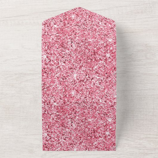 Girly Pink Aqua Champagne Gouden Rozen All In One Uitnodiging (Buitenkant)