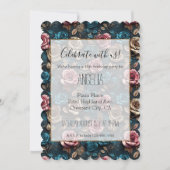 Girly Pink Aqua Champagne Gouden Rozen Kaart (Voorkant)