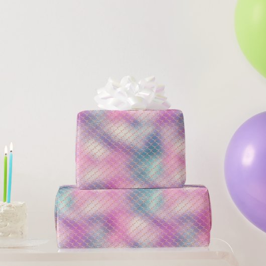 Girly Pink Aqua Gold Zeemeermin Cadeaupapier (Feestgeschenken)