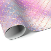 Girly Pink Aqua Gold Zeemeermin Cadeaupapier (Rol Hoek)