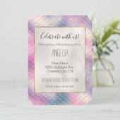 Girly Pink Aqua Gold Zeemeermin Kaart (Staand voorkant)