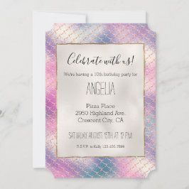 Girly Pink Aqua Gold Zeemeermin Kaart