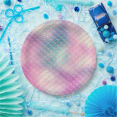 Girly Pink Aqua Gold Zeemeermin Papieren Bordje (Feest)