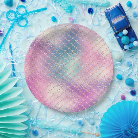 Girly Pink Aqua Gold Zeemeermin Papieren Bordje (Feest)