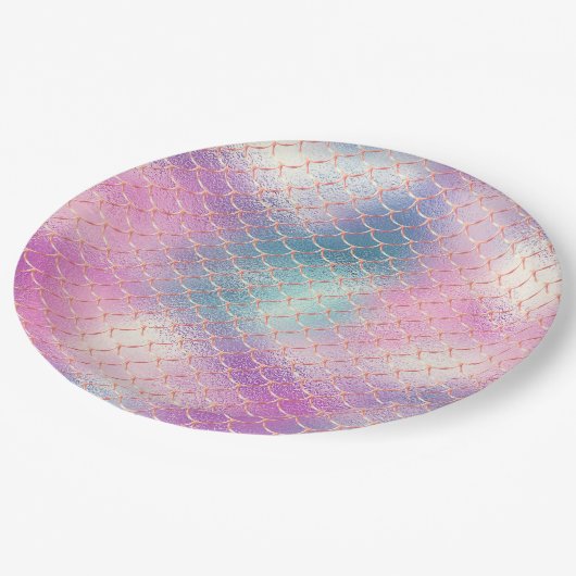 Girly Pink Aqua Gold Zeemeermin Papieren Bordje (Gekanteld)