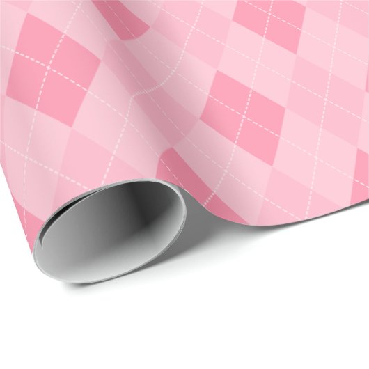 Girly Pink Argyle Diamond Pattern Cadeaupapier (Rol Hoek)
