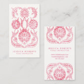Girly Pink Art Nouveau Floral Designer Visitekaartje (Voorkant / Achterkant)