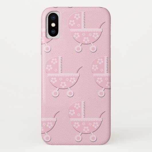 Girly PInk Baby Carriage Floral Case-Mate iPhone Case (Achterkant)