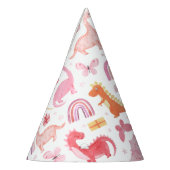 Girly Pink Baby Dino Dinosaurus Verjaardag Feesthoedjes (Links)