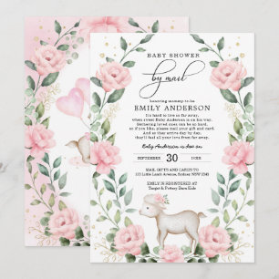 Girly Pink Baby Lamb Shower by Mail Quarantine Kaart