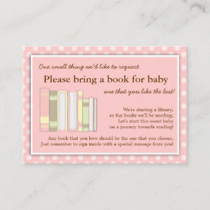 Girly Pink Baby shower Book Request Card Informatiekaartje