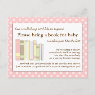 Girly Pink Baby shower Book Request Card Uitnodiging Briefkaart