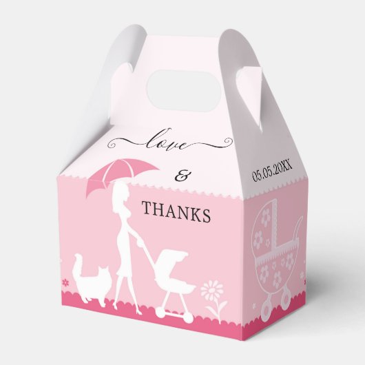 Girly Pink Baby shower Dank je wel voor de doos Bedankdoosjes (Achterkant)