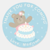 Girly Pink Ballerina Beer Cub Birthday Dank je Ronde Sticker (Voorkant)