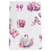 Girly Pink Ballet Floral Medium Cadeauzakje (Achterkant)