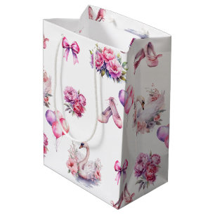 Girly Pink Ballet Floral Medium Cadeauzakje