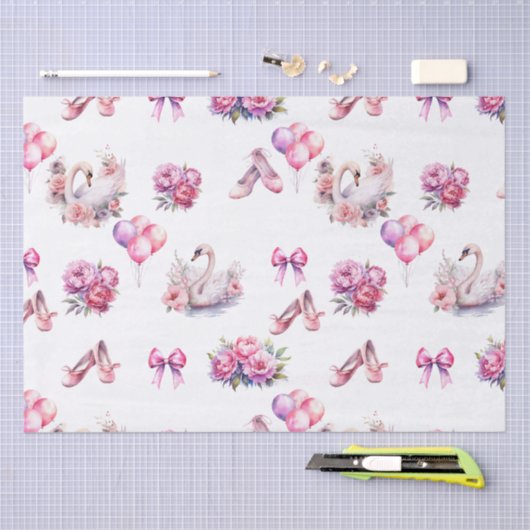 Girly Pink Ballet Floral Tissuepapier (Craft)