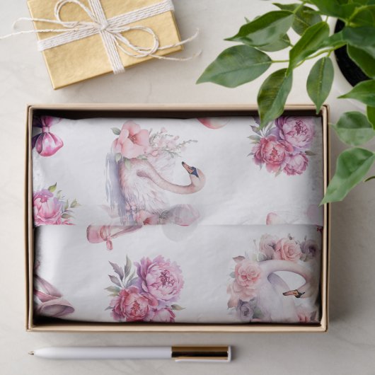 Girly Pink Ballet Floral Tissuepapier (Geschenk)