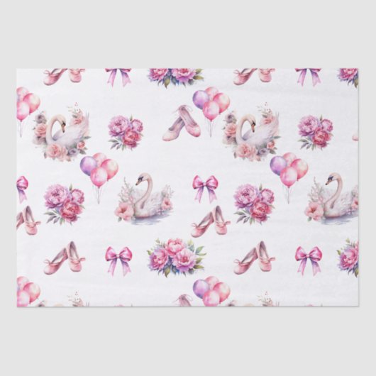 Girly Pink Ballet Floral Tissuepapier (Voorkant)
