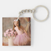 Girly Pink Ballet Moeder Sparkle Diamond Foto Sleutelhanger (Achterkant)