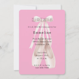 Girly Pink Ballet Shoes Bow Birthday Kaart