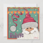 Girly Pink Believe Santa Christmas Holiday Kaart (Voorkant)