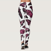 Girly Pink Black Butterflies Waterverf Pattern Leggings (Achterkant)