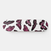 Girly Pink Black Butterflies Waterverf Pattern Persoonlijk Skateboard (Horizontaal)