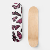 Girly Pink Black Butterflies Waterverf Pattern Persoonlijk Skateboard (Voorkant)
