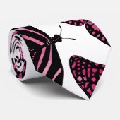 Girly Pink Black Butterflies Waterverf Pattern Stropdas (Opgerold)