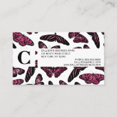 Girly Pink Black Butterflies Waterverf Pattern Visitekaartje (Achterkant)