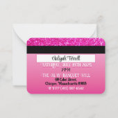 Girly Pink/ Black Credit Kaart Verjaardagsuitnodig Notitiekaartje (Achterkant)