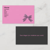 Girly Pink, Black en Bow Visitekaartje (Voorkant / Achterkant)