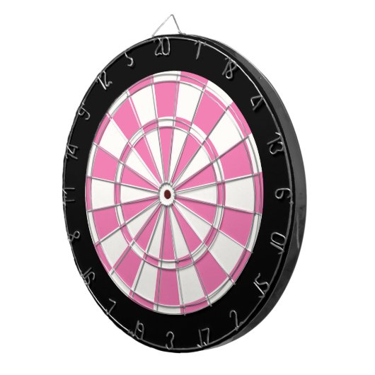 Girly Pink Black en White Dartbord (Voorkant Rechts)
