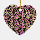Girly Pink Black Glam Leopard Print Keramisch Ornament (Voorkant)