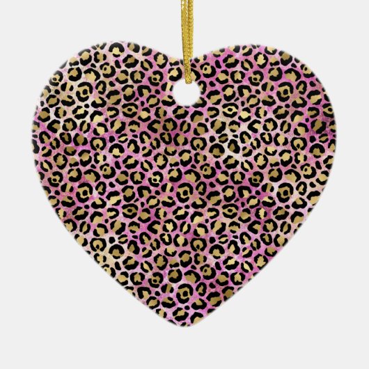 Girly Pink Black Glam Leopard Print Keramisch Ornament (Voorkant)