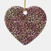 Girly Pink Black Glam Leopard Print Keramisch Ornament (Achterkant)