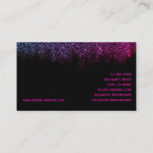 Girly Pink Black Glitter Sparkle Glamoureuze Luxe Visitekaartje (Achterkant)