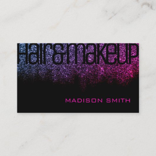 Girly Pink Black Glitter Sparkle Glamoureuze Luxe Visitekaartje (Voorkant)