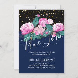 Girly Pink Black Gold Wedding