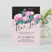Girly Pink Black Gold Wedding (Staand voorkant)