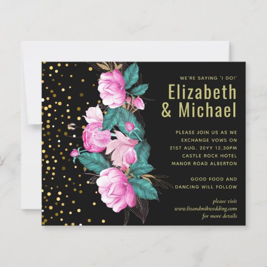  Girly Pink Black Gold Wedding (Voorkant)
