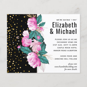 Girly Pink Black Gold Wedding