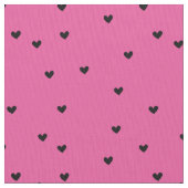 Girly Pink Black Hearts Stof (Close Up)