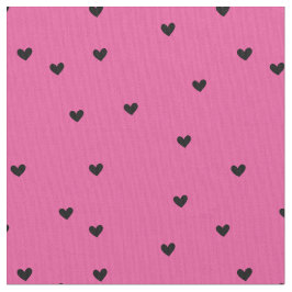 Girly Pink Black Hearts Stof