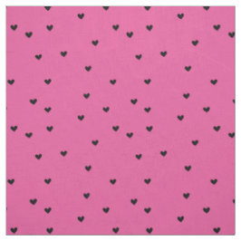 Girly Pink Black Hearts Stof